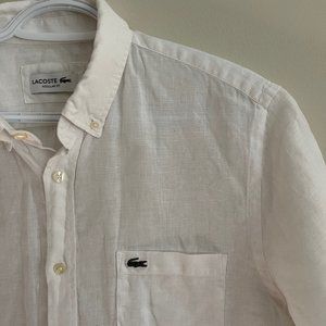 Lacoste Crisp White Linen Men's Shirt (Size M)